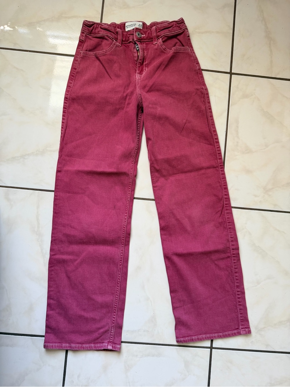 abercrombie kids Straight Leg Jeans in Deep Berry